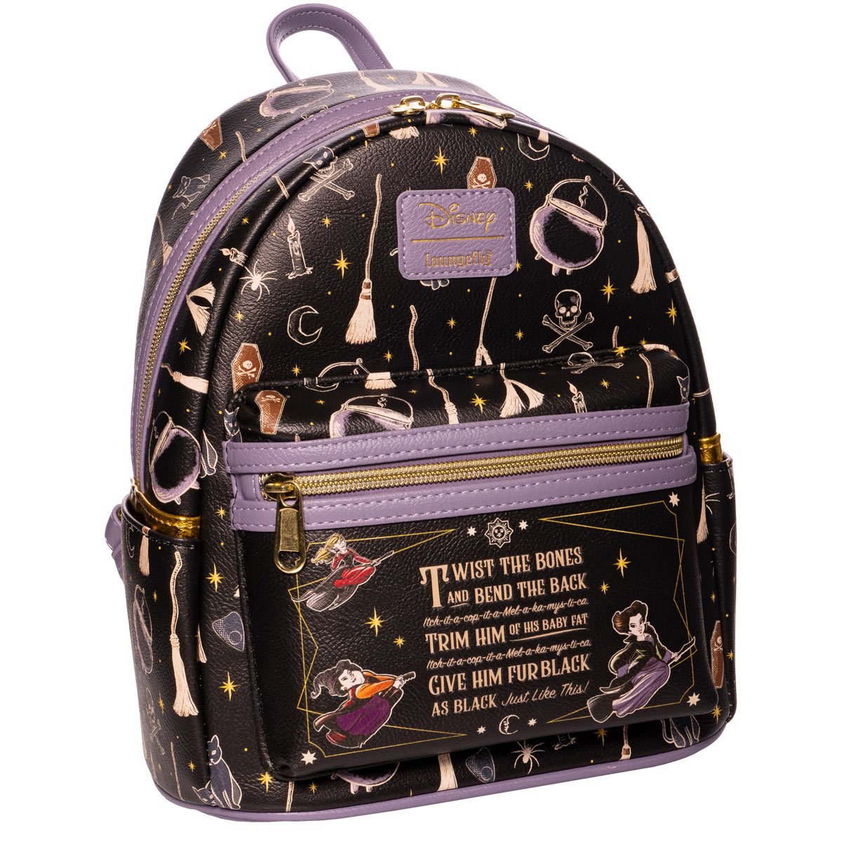 Loungefly Disney Hocus Pocus Glow in the Dark Spell Mini Backpack - Entertainment Earth Ex - Alternate Side View