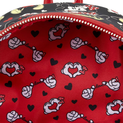 Loungefly Disney Mickey And Minnie Heart Hands Mini Backpack Interior Lining