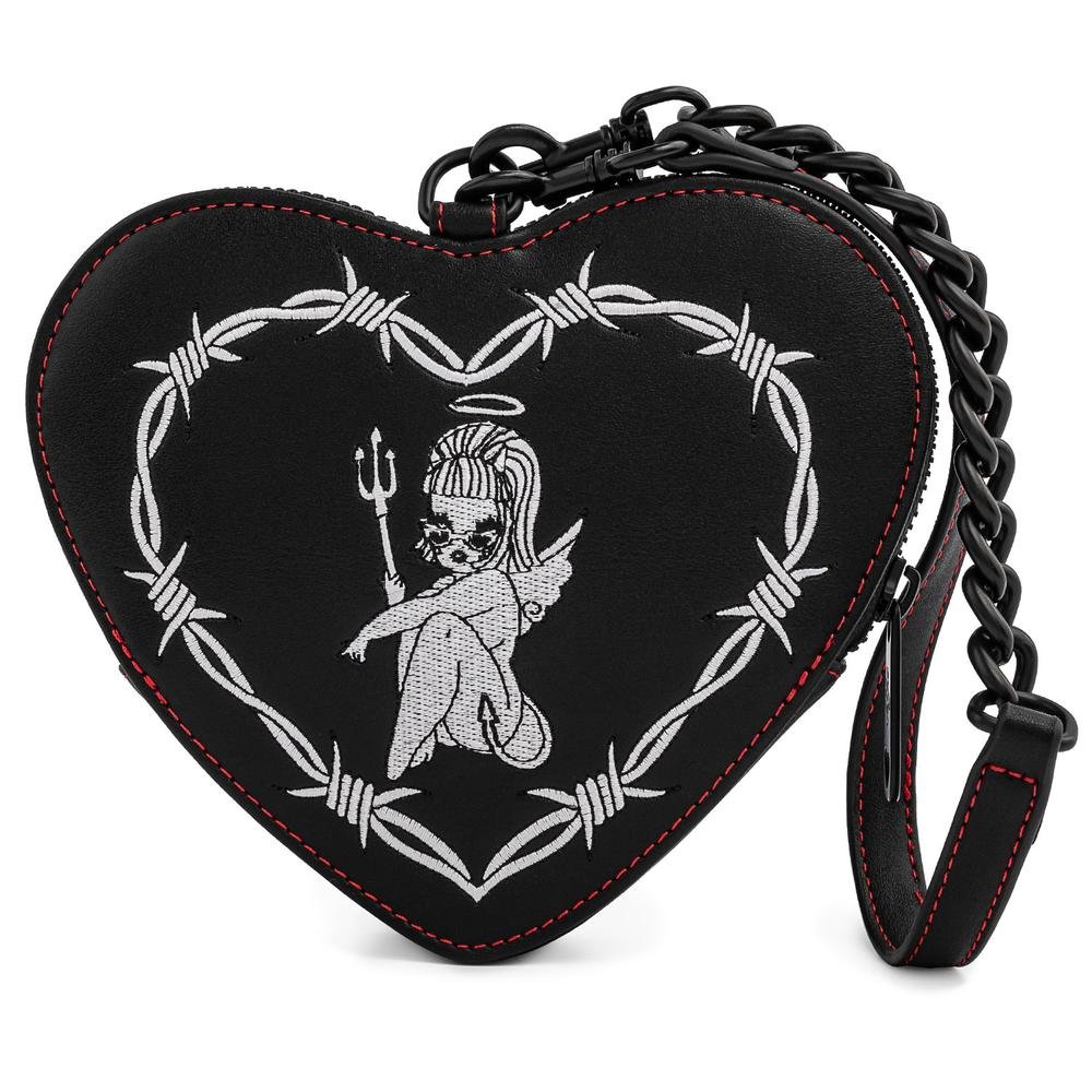Valfre Black Heart Shape Coinbag Wristlet