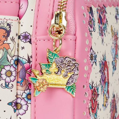 Loungefly Disney Princess Tattoo Allover Print Mini Backpack - Enamel Zipper Pull