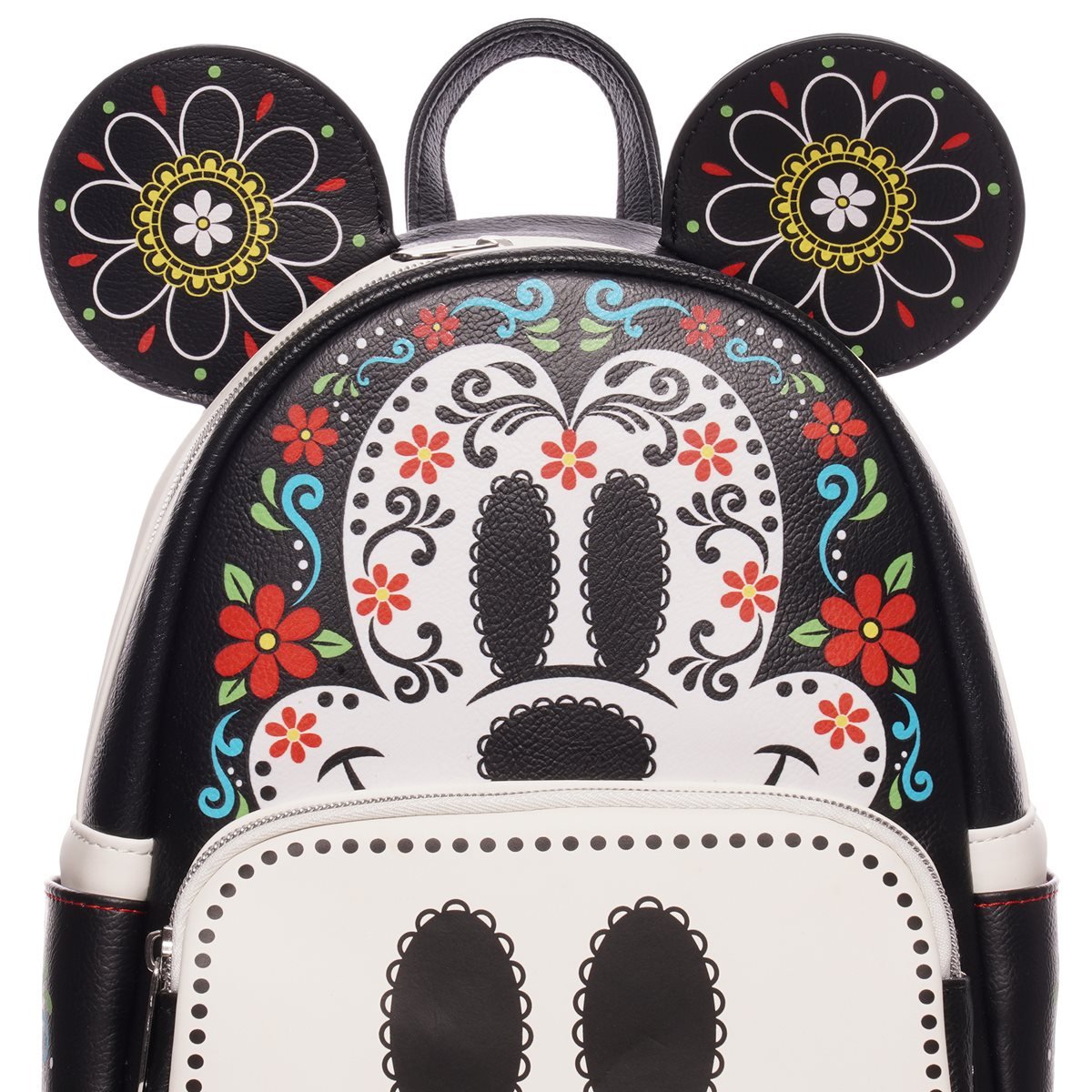 671803441897 - Loungefly Disney Mickey Mouse Dia de los Muertos Sugar Skull Mini Backpack - Entertainment Earth Ex - Close Up