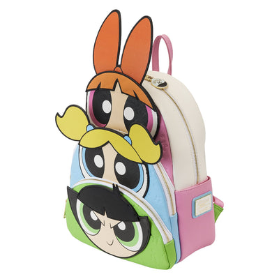 Loungefly Cartoon Network Powerpuff Girls Triple Pocket Mini Backpack - Top View - 671803462540