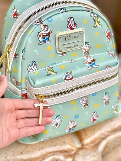 707 Street Exclusive - Loungefly Disney Snow White and the Seven Dwarfs Green Mini Backpack - IRL Zipper Pull