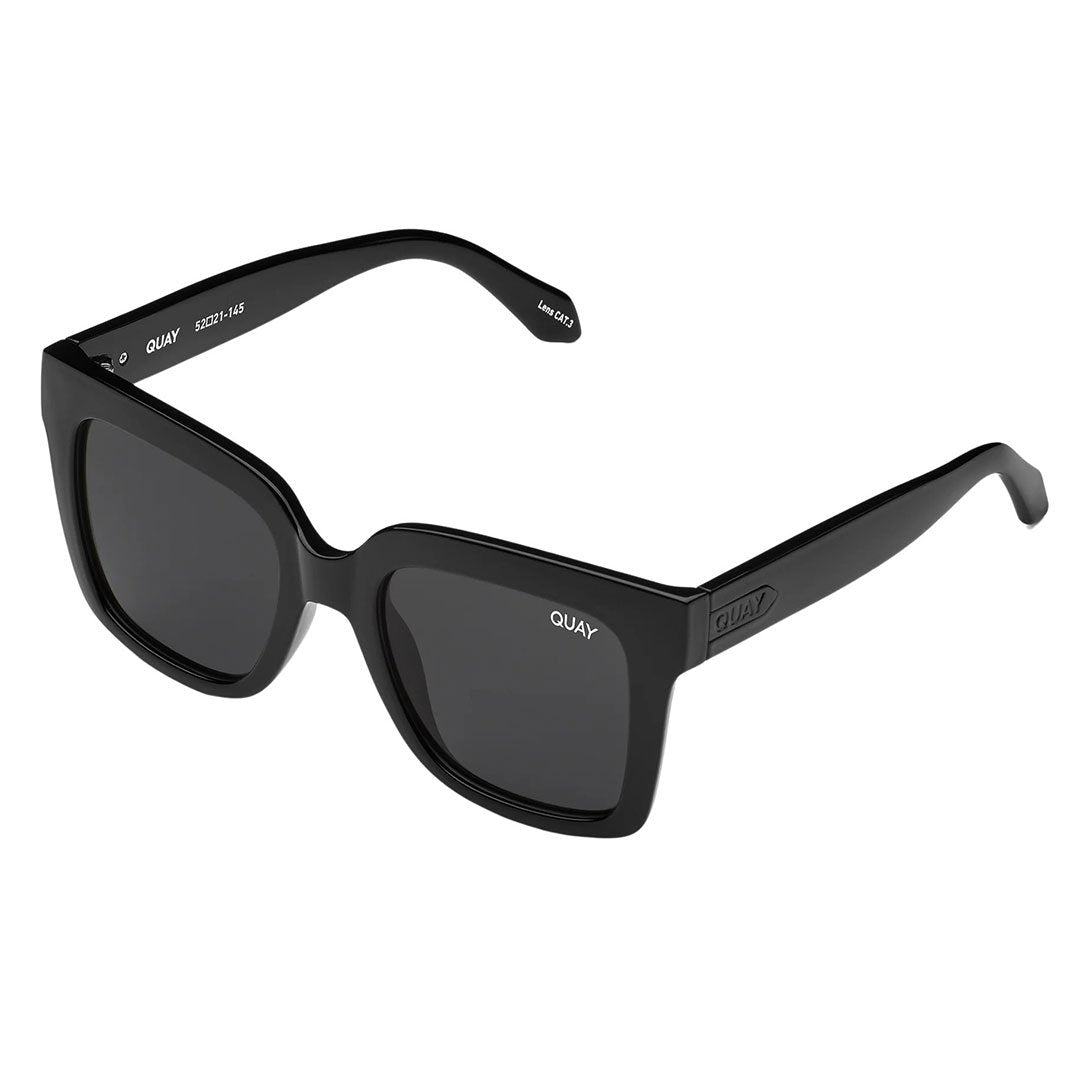 Quay Women's Icy Oversized Square Sunglasses - Black Frame/Black Polarized Lens - Full