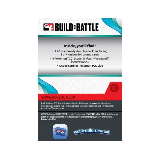 Pokemon TCG: Scarlet &amp; Violet-Paradox Rift Build &amp; Battle Box Card Game - Info