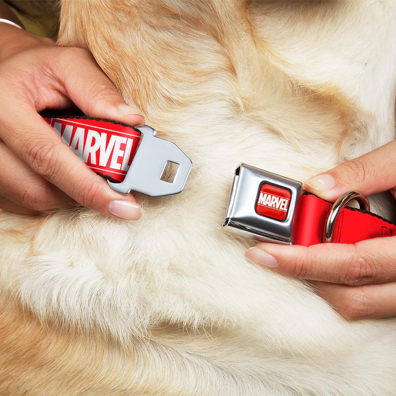 Marvel Logo - Red Brick Buckle-Down Dog Collar